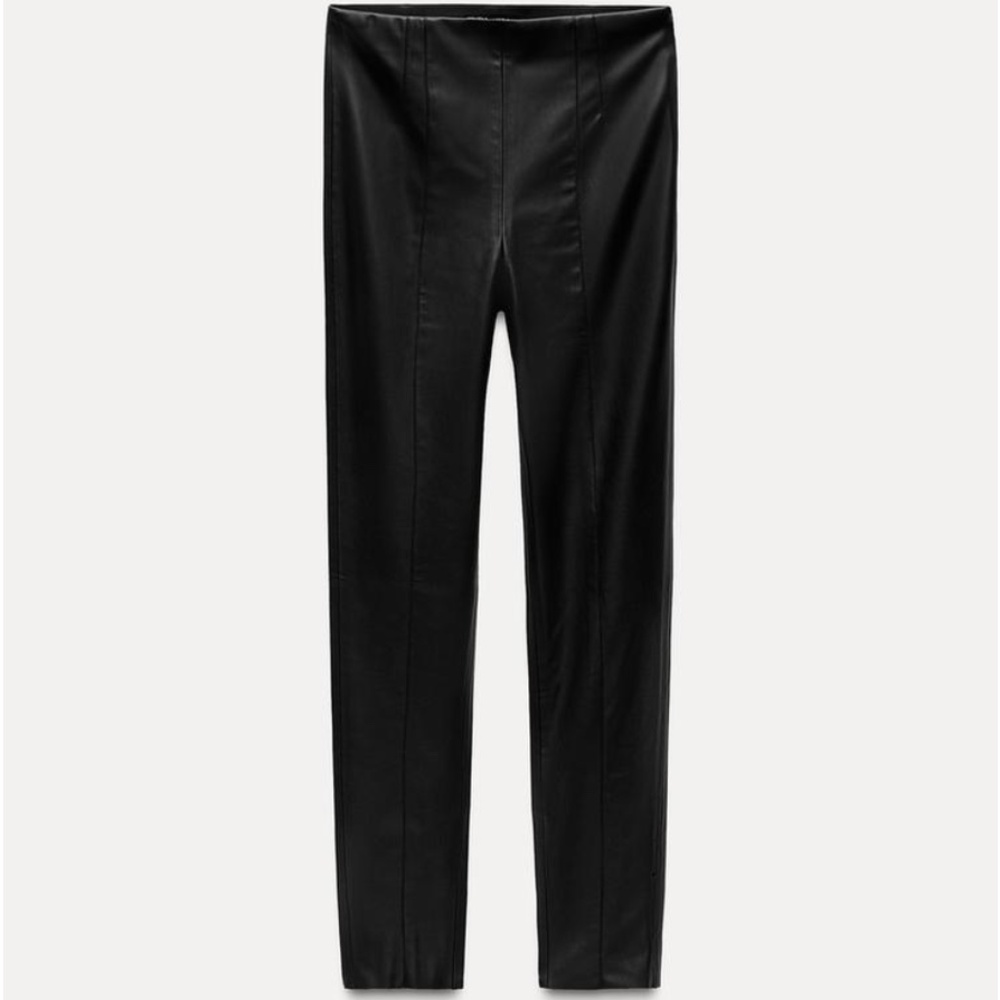 Zara High Rise Faux Leather Leggings (Black)